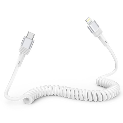 Spiralkabel USB C Light-ning Kabel, iphone Ladekabel MFi Certified Carplay - Bild 1 von 7