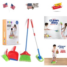 4-Piece Kids Cleaning Set - Broom, Mop, Brush  Dust Pan for Pretend Play