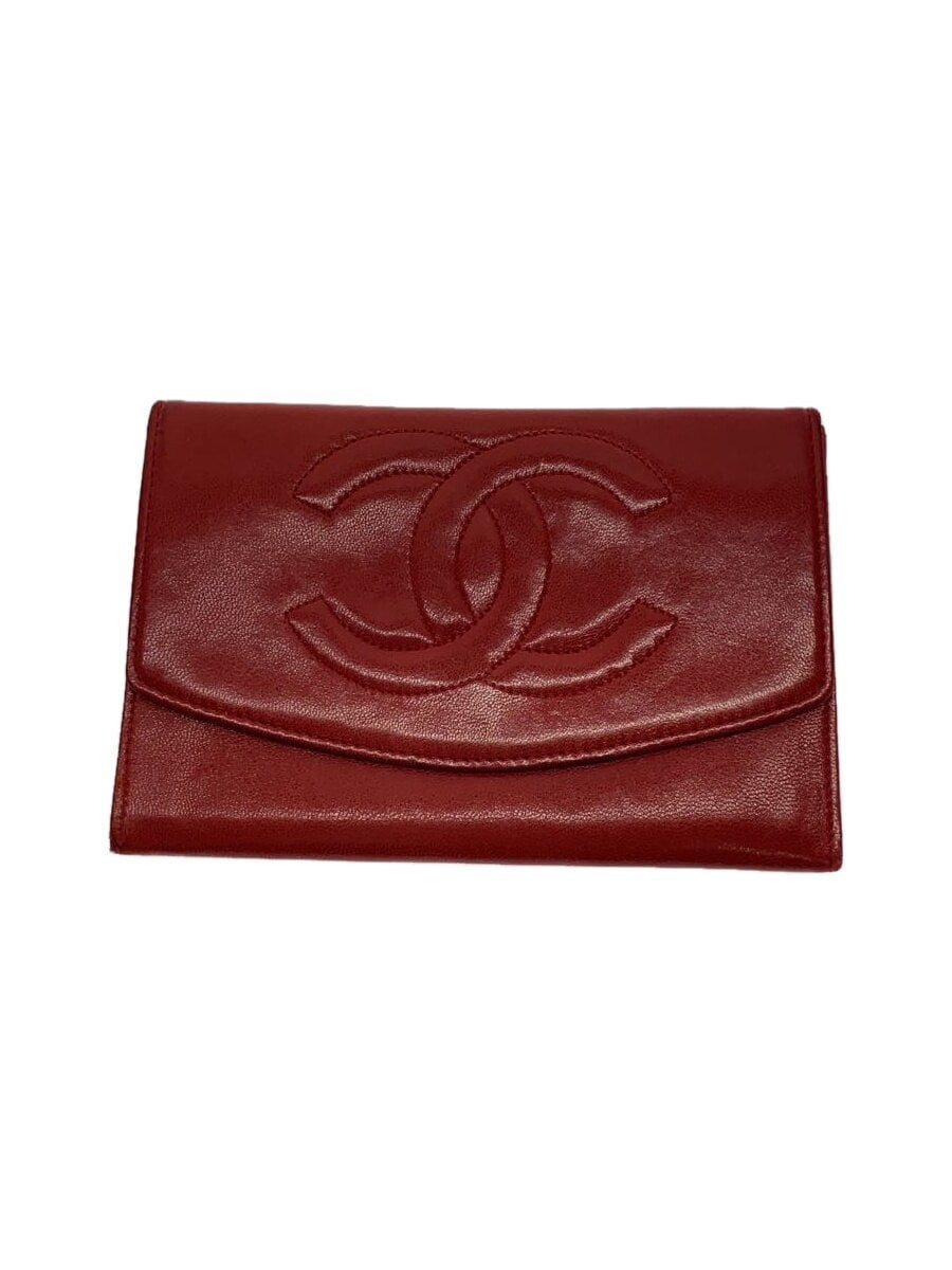 Vintage 90s CHANEL Lambskin Card Holder with Coco Mark in Red