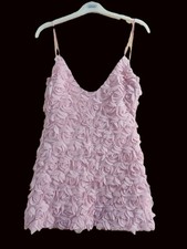 BNWT Pretty Little Thing Ladies Size 8 Pink Flower Ruffle Mini Dress