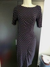 Whistles Black Polka Dot Dress UK 6 EU 34 US 2 | Midi Ruched Bodycon Zip Back