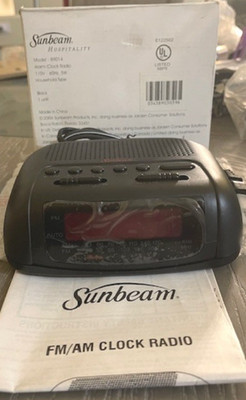 Sunbeam Hospitality AM FM Alarm Black Clock Radio Model 89014