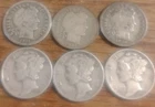 Lot Of 6 90% Silver Dimes 3 Barber 3 Mercury Circulated ***Nice Collection***