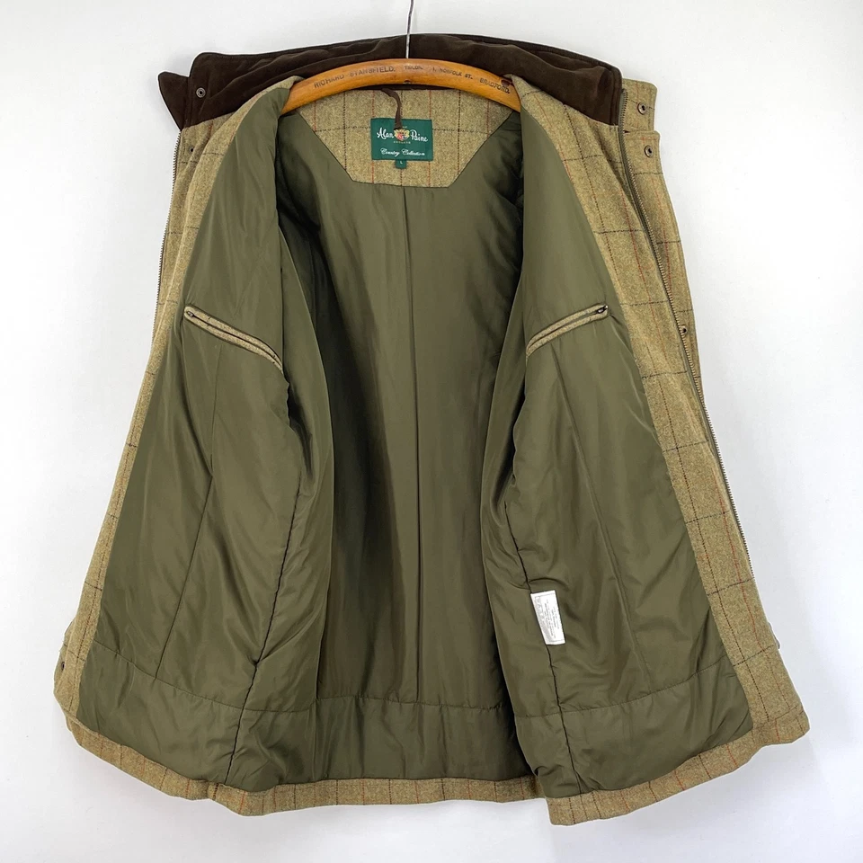 Alan Paine Combrook Tweed Coat Mens Large Green Check Shooting Field Jacket - Image 3 of 4