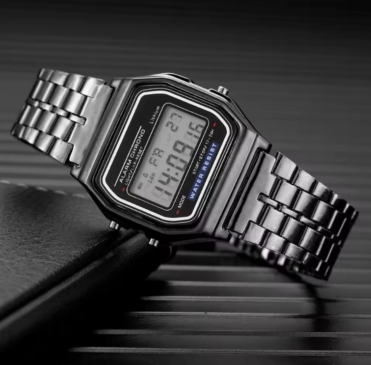 F-91W-1 Men’s 2025 Digital Watch Gray Resin Classic Alarm Light Waterproof