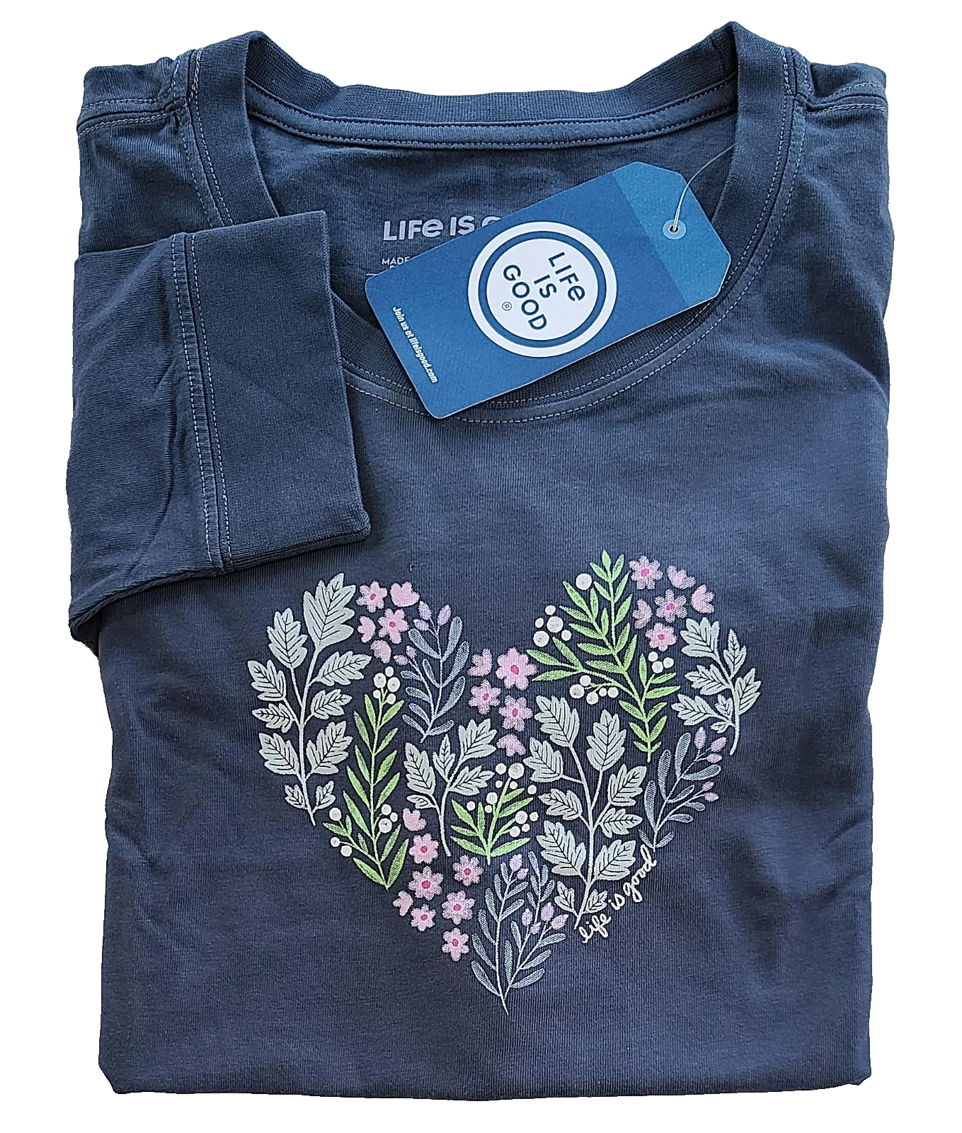 Life Is Good LS Shirt Crusher Tee Wild FLOWERS HEART Chest44in Womens L