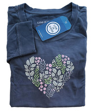 Life Is Good LS Shirt Crusher Tee Wild FLOWERS HEART Chest44in Womens L