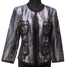 Cache Black Sequin Embellished Lined Top Jacket New Mesh Grosgrain Trim NWT 208