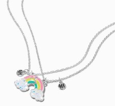 Claire  s Best Friends Glow in the Dark Split Rainbow Pendant Necklaces 2 Pack.