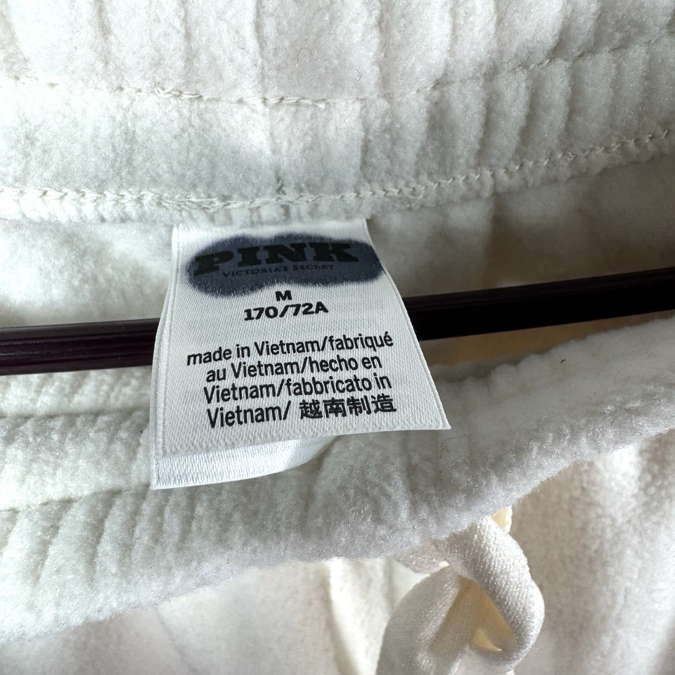 Victoria's Secret Pink Ivy Fleece Wide -Leg Cargo Sweatpants White Shell Size M - Image 3 of 4