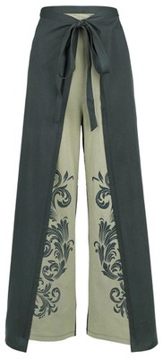 Black Premium by EMP Damen dunkelgrüne Stoffhose mit Wickelung und Schlitzen