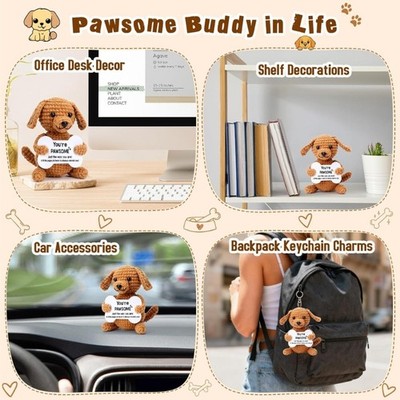 Practical Crochet Dog Doll Handmade Emotional Friend Car Hanging Ornament Gift