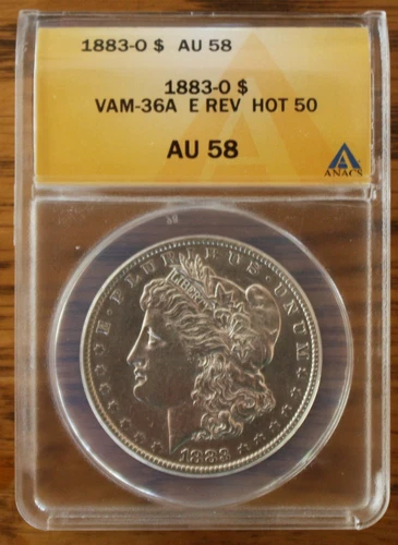 1883 O ANACS AU 58  VAM 36A Dbld 18-3, Partial E Rev, Hot 50 & Elite Clash Lists