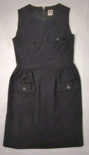 Anne Klein Women's Jumper Style Black Dress Size 2 Sleeveless Pockets Zip