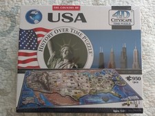 4D Cityscape Time Puzzle, History Over Time, USA Landmarks, 950 PCS, 26"x17"