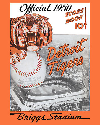Detroit Tigers Poster of 1950 Score Card - 8x10 Color Photo | eBay