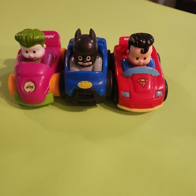 Fisher Price Little People Wheelies 2010 Batman, Superman, Joker Cars