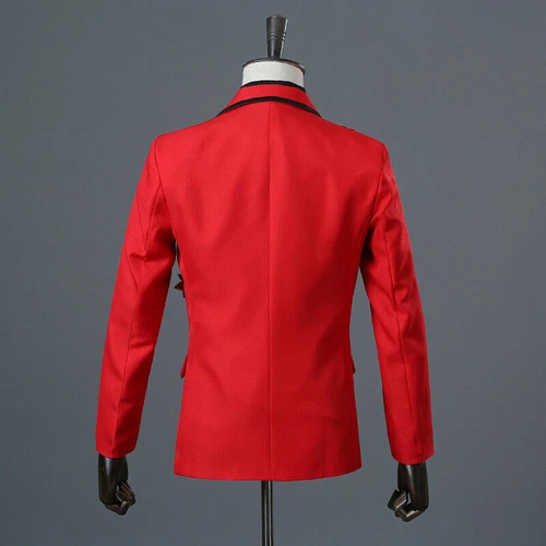 Herren 3D Kristall Strass Blazer Jacke Hochzeit Stickerei Kleid Anzug Mäntel - Bild 11 von 44
