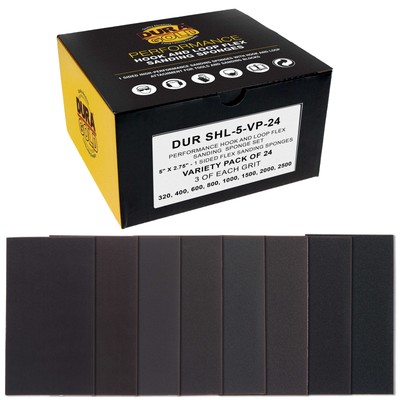 5'' x 2-3/4'' Sanding Sponge Variety Pack, Box of 24 - Hook & Loop Wet or Dry