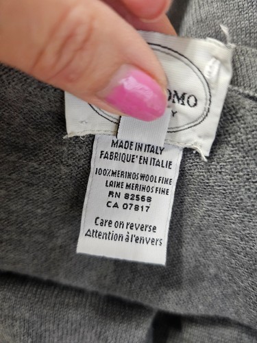 Linea Uomo WOOLMARK Italy Mens Gray Merino Wool Mock Neck Sweater Pullover Sz. M - Picture 8 of 15