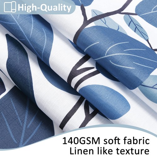 Blue Eucalyptus Shower Curtain Floral Watercolor Leaves 72x72 with Hooks - Picture 4 of 7