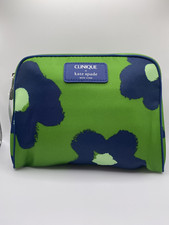 Clinique x Kate Spade Makeup Bag - Green with Blue Flowers