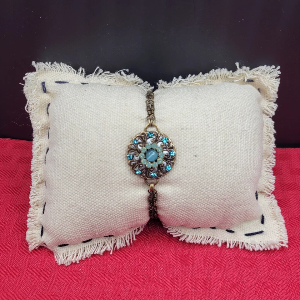 Colección Michael Golan Atlantis Ojo de Gato Azul Aqua y Estrás. 7"  Foto 2 de 4