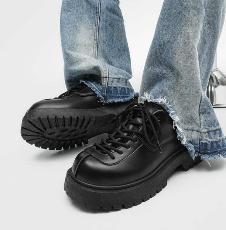 SAOLA Mocassino uomo punta tonda tacco spesso morbido creeper tacco chukky scarpa derby casual pompa