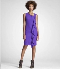 Tory Burch Taletta Ultraviolet Dress Wool Sleeveless Purple Sheath Small $350