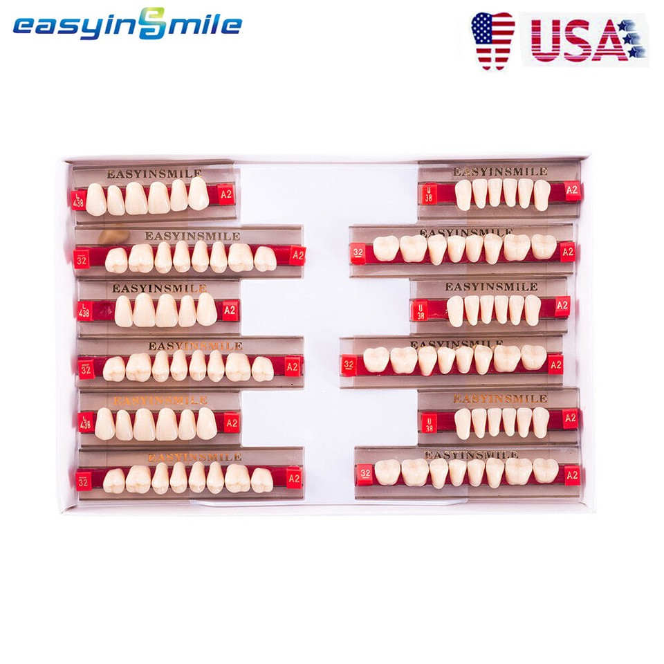 3/8/16 Sets Dental Acrylic Resin Teeth Upper Lower Full Denture Teeth ...