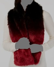 Inc International Concepts Women Red Ombre Faux Fur Warm Stole Scarf One Size