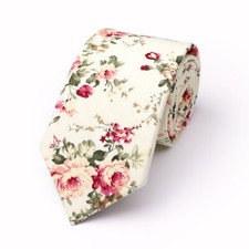 Mens Classic Pastel Floral Wedding Business Necktie Tie