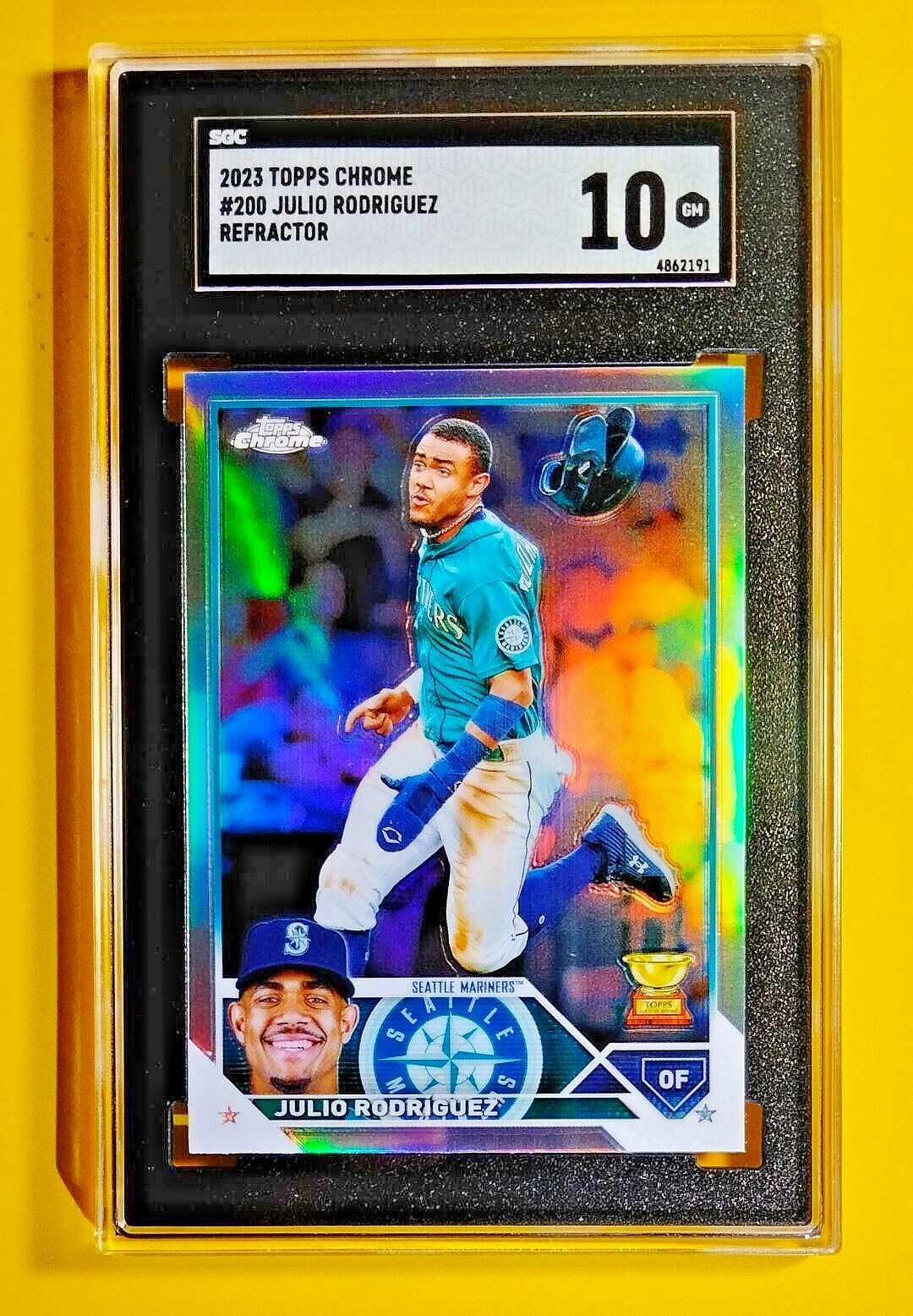 2023 Topps Chrome Refractor #200 JULIO RODRIGUEZ SGC 10 Cup Card, Seattle STAR