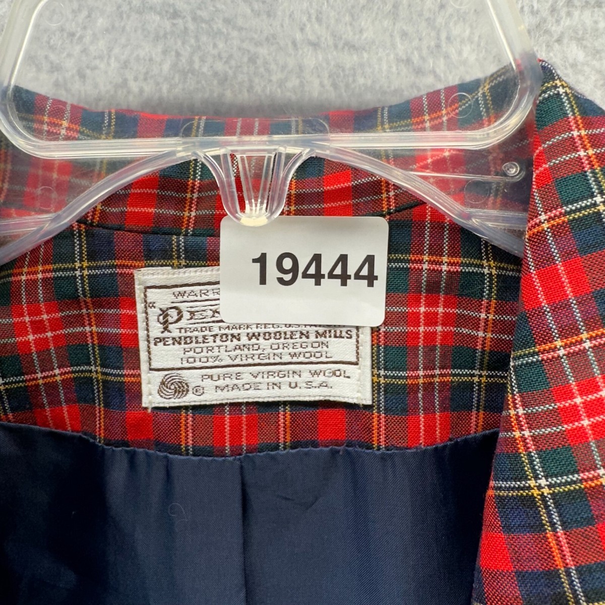 Vintage Pendleton Jacket Womens Large Red Blue 100% Wool Tartan 
