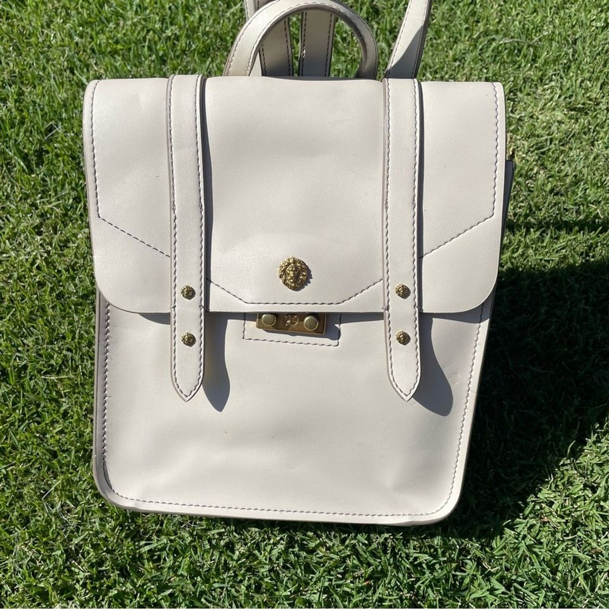 anne klein leather backpack Flap Horsebit Logo Backpack, Cream-Brown/Saddle, Cream-brown/Saddle Fashion This dome crossbody has plenty of interior and exterior pockets to help keep you organized while youre out and about Anne Klein Backpack