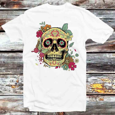 Floral Sugar Skull Dia de Los Muertos Dead T Shirt B1154