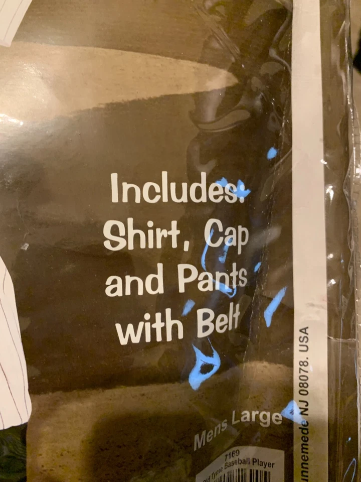 Old Tyme Uniforme de Jugador de Béisbol Hombre Adulto Disfraz NUEVO Embalaje al por menor Grande Foto 2 de 3