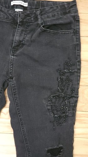 Imperial Star Skinny Black Jeans For Girls Size 16 Black Rhinestones - Picture 3 of 10
