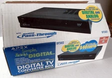 APEX DT502 Digital to Analog TV Tuner Converter Box Complete in Box S-Video