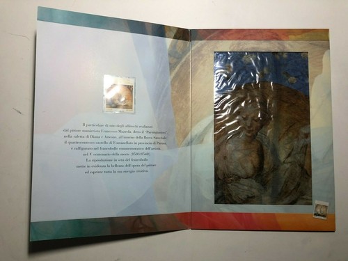 2006 Philatelistische Folder Kunst Seide Parmigianino Briefmarke + Seidentuch - Bild 2 von 4