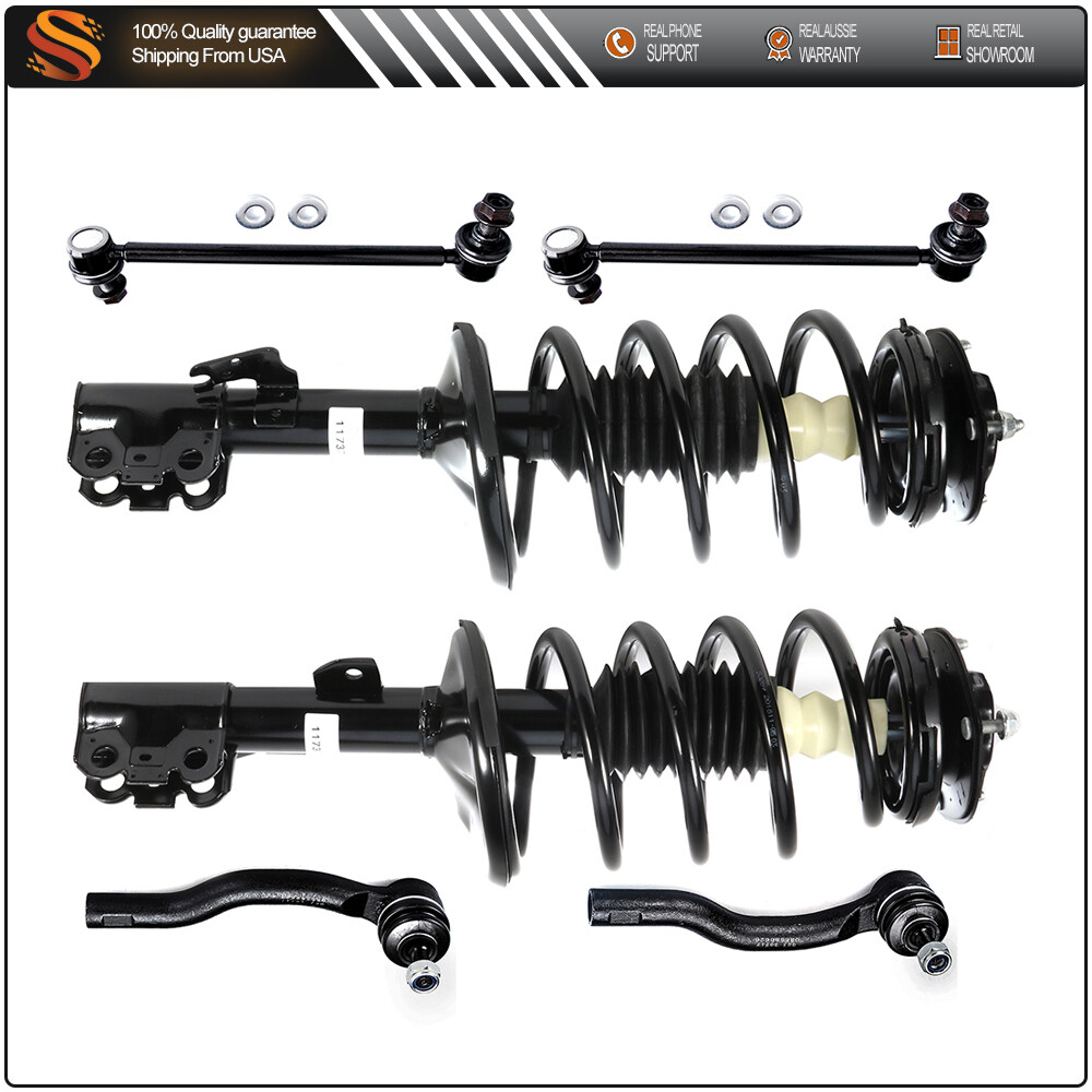 2005-2010 Toyota Sienna 7-Passenger FWD Front Struts Sway Bars Outer Tie Rod Kit