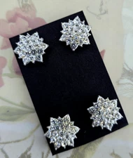 4  Crystal Silver Star Magnet Pins . Pageants, Equestrian, Clothing magnet pins