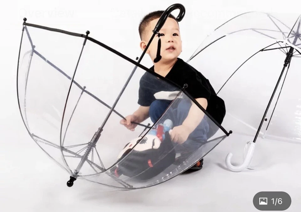 Подарок на день рождения детский прозрачный зонт купольный пузырьковый зонт упаковка 4 шт.  - Изображение 4 из 4