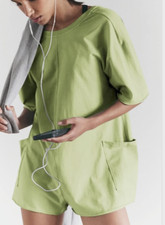 NEW FREE PEOPLE FP MOVEMENT GREEN HOT SHOT TEE ONE PIECE ROMPER SZ XS