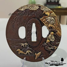 gold & silver plated brass Tsuba Hand guard For Japanese Samurai sword katana