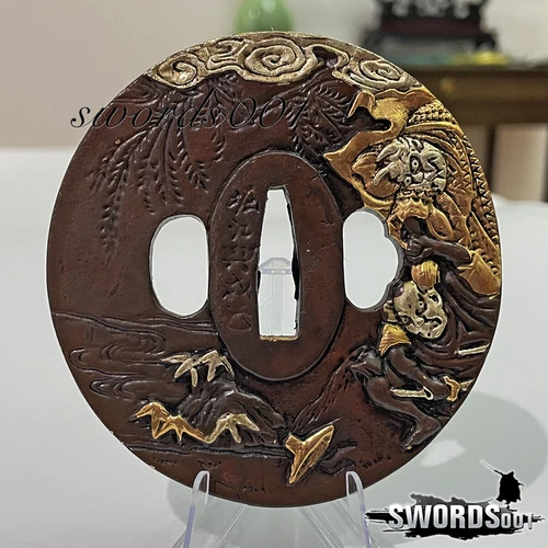 gold & silver plated brass Tsuba Hand guard For Japanese Samurai sword katana