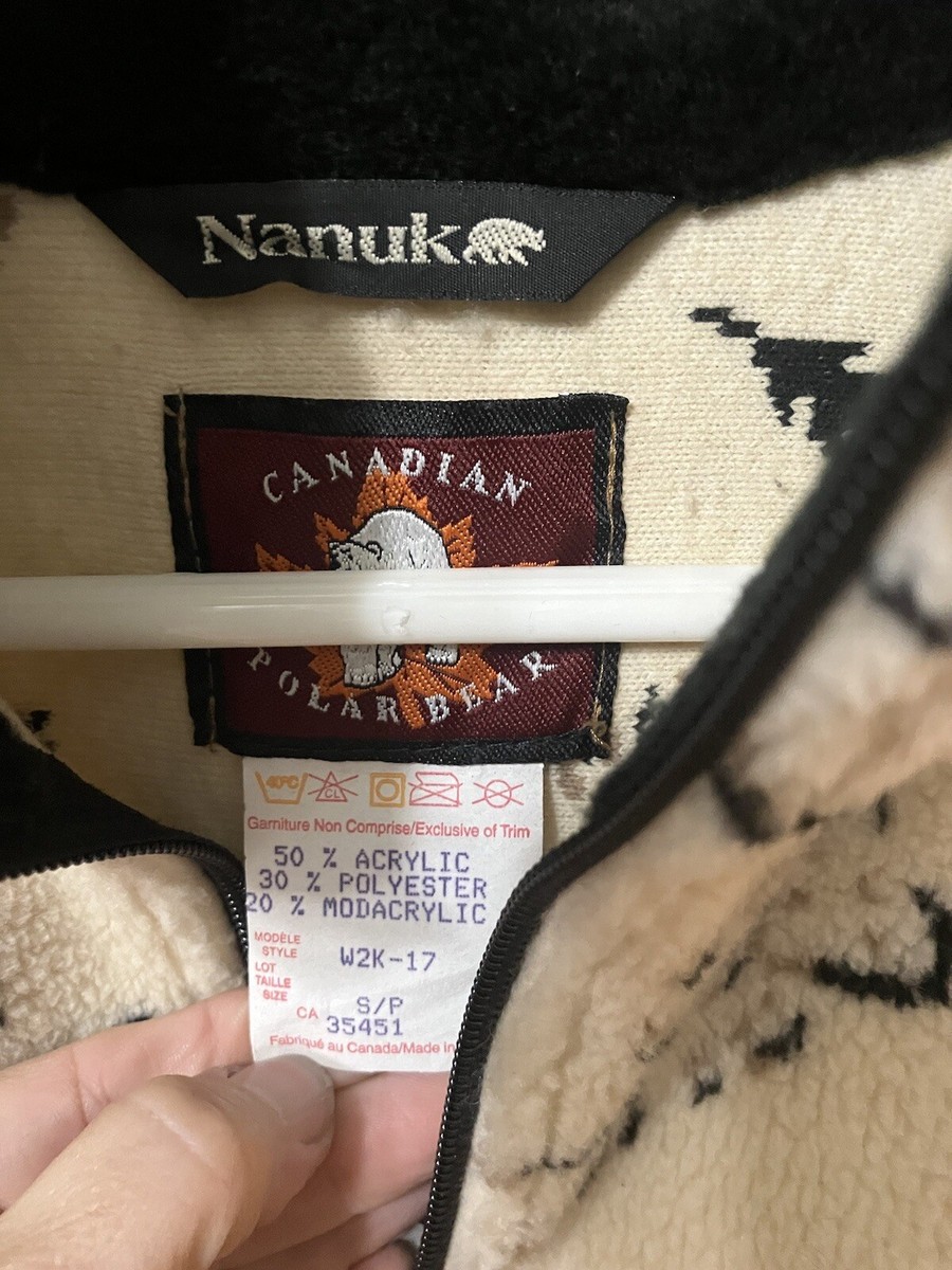 Canadian Polar Bear Nanuk made in Canada Full zip Fleece Small 