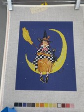 giclee needlepoint canvas WITCH ON THE MOON