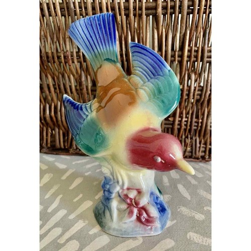 "Royal Copley Windsor statuetta uccellino rondine ceramica colorata 7,5" - Foto 5 di 9
