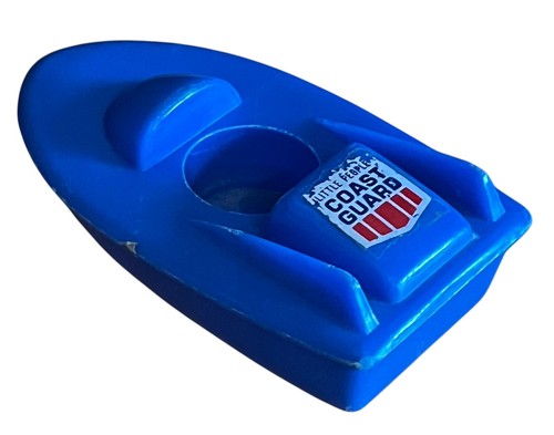 Fisher Price Little People Vtg Coast Guard Rescue Boat Blue Wintoy Hong Kong - Picture 2 of 7
